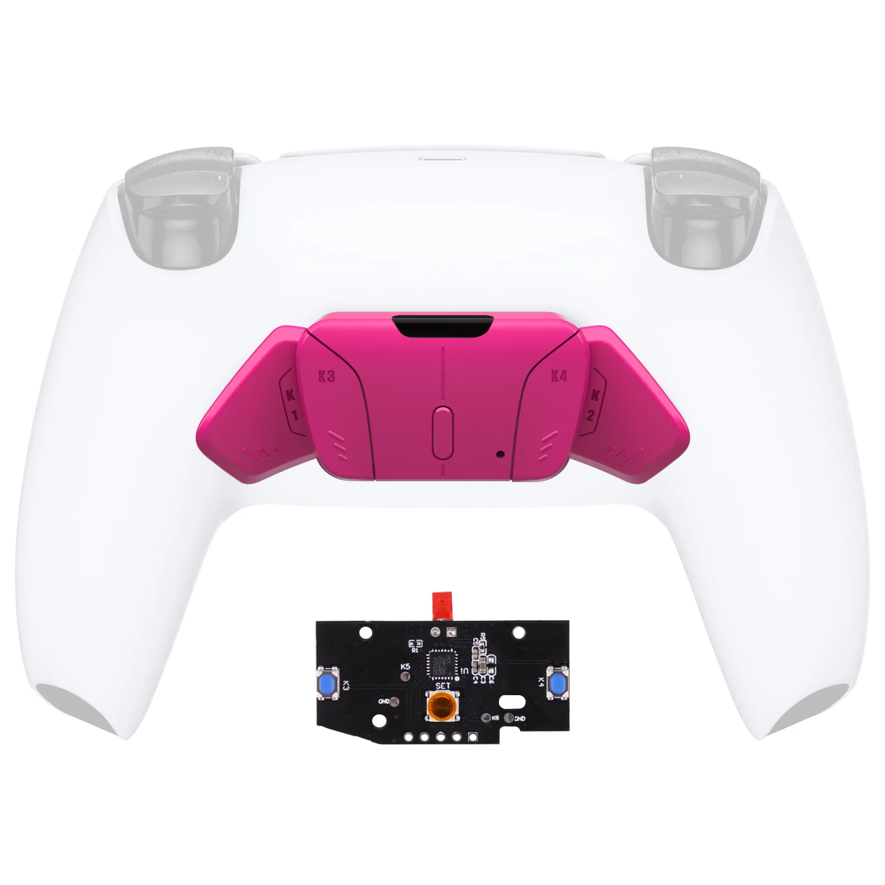 eXtremeRate Turn RISE to RISE4 Kit – Redesigned K1 K2 K3 K4 Back Buttons Housing & Remap PCB Board for eXtremeRate RISE & RISE4 Remap kit, Compatible with PS5 Controller - Nova Pink