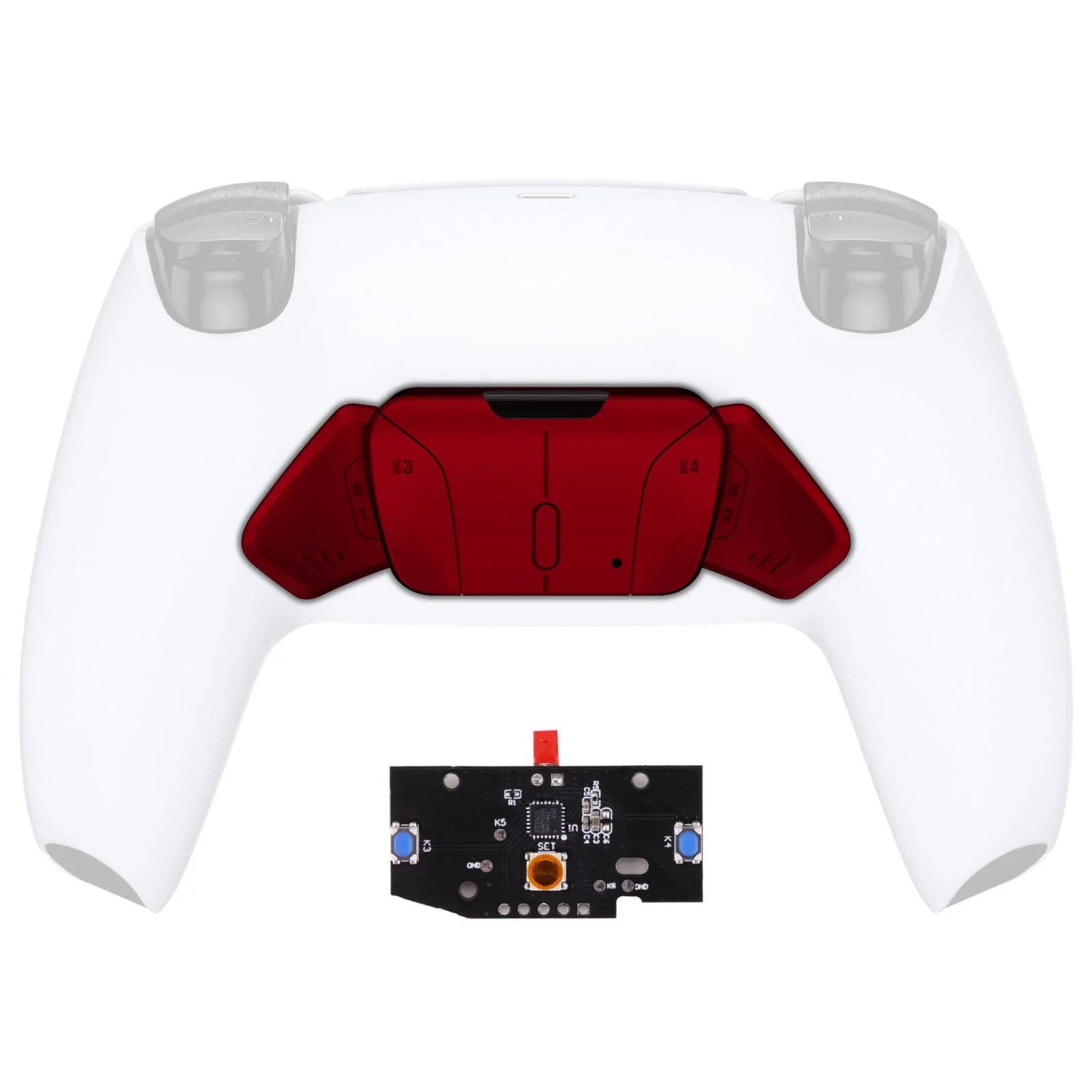 eXtremeRate Turn RISE to RISE4 Kit – Redesigned K1 K2 K3 K4 Back Buttons Housing & Remap PCB Board for eXtremeRate RISE & RISE4 Remap kit, Compatible with PS5 Controller - Scarlet Red