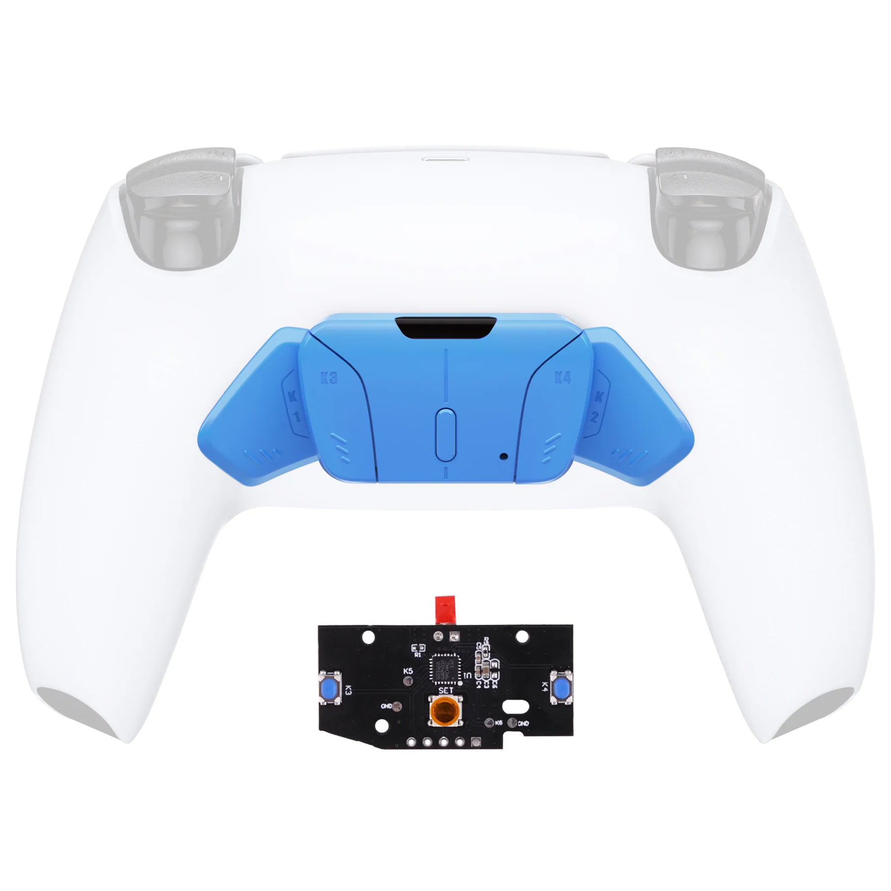eXtremeRate Turn RISE to RISE4 Kit – Redesigned K1 K2 K3 K4 Back Buttons Housing & Remap PCB Board for eXtremeRate RISE & RISE4 Remap kit, Compatible with PS5 Controller - Starlight Blue