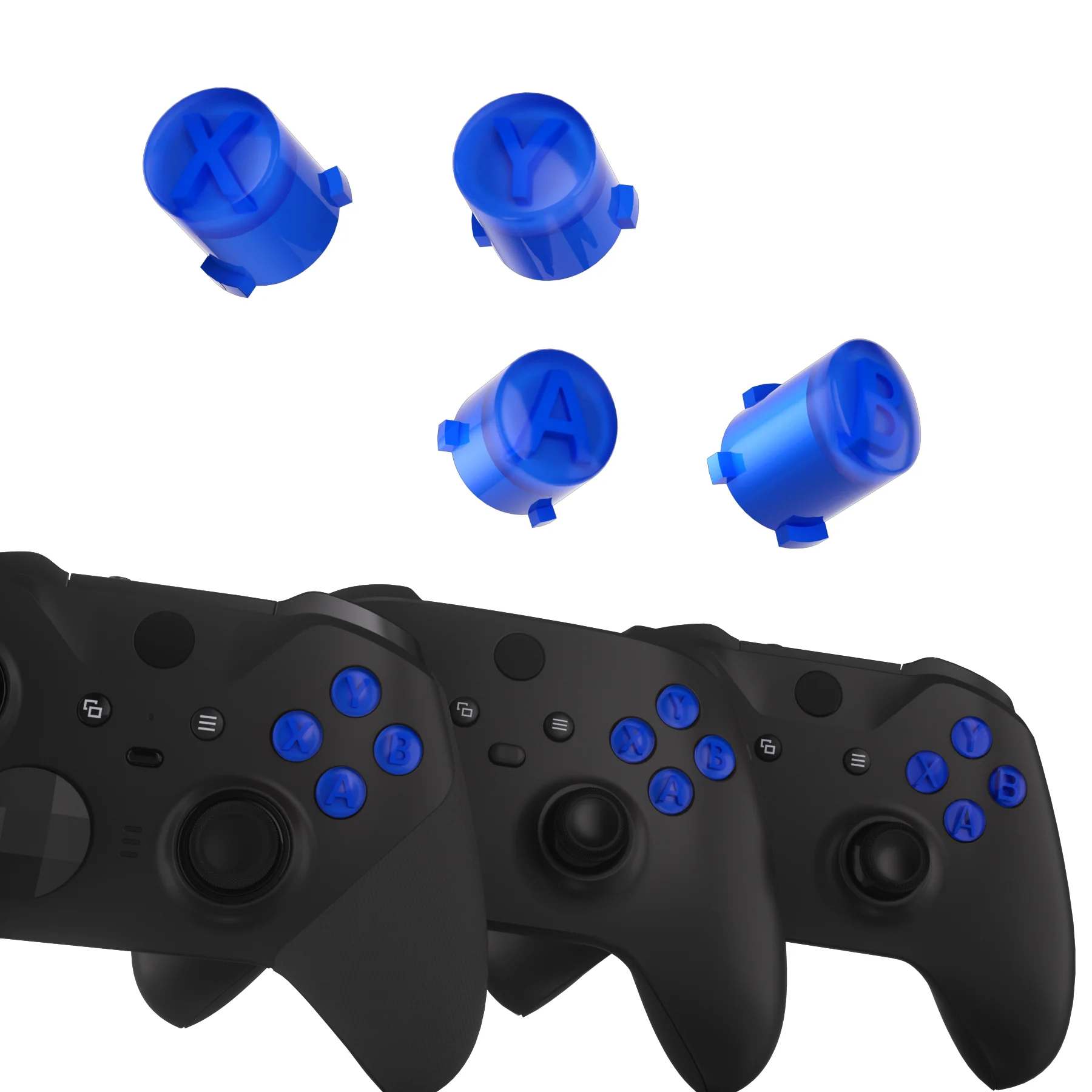 eXtremeRate Two-Tone ABXY Action Buttons with Classic Symbols for Xbox Series X/S Controller & Xbox One X/S & Xbox One Elite V1/V2 Controller - Blue & Clear - Image 4