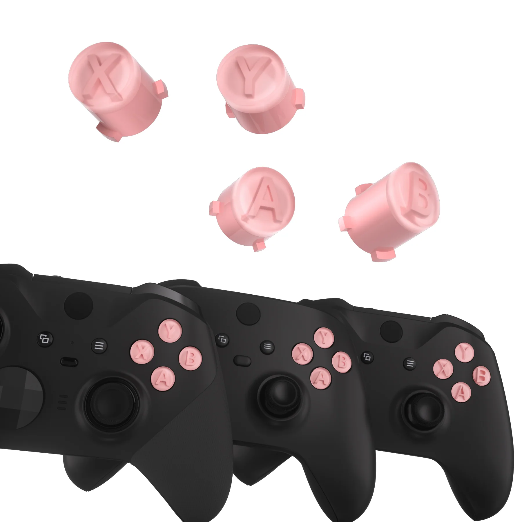 eXtremeRate Two-Tone ABXY Action Buttons with Classic Symbols for Xbox Series X/S Controller & Xbox One X/S & Xbox One Elite V1/V2 Controller - Pale Red & Clear - Image 4