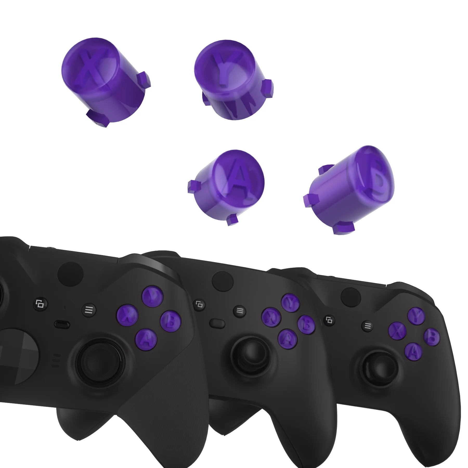 eXtremeRate Two-Tone ABXY Action Buttons with Classic Symbols for Xbox Series X/S Controller & Xbox One X/S & Xbox One Elite V1/V2 Controller - Purple & Clear - Image 4