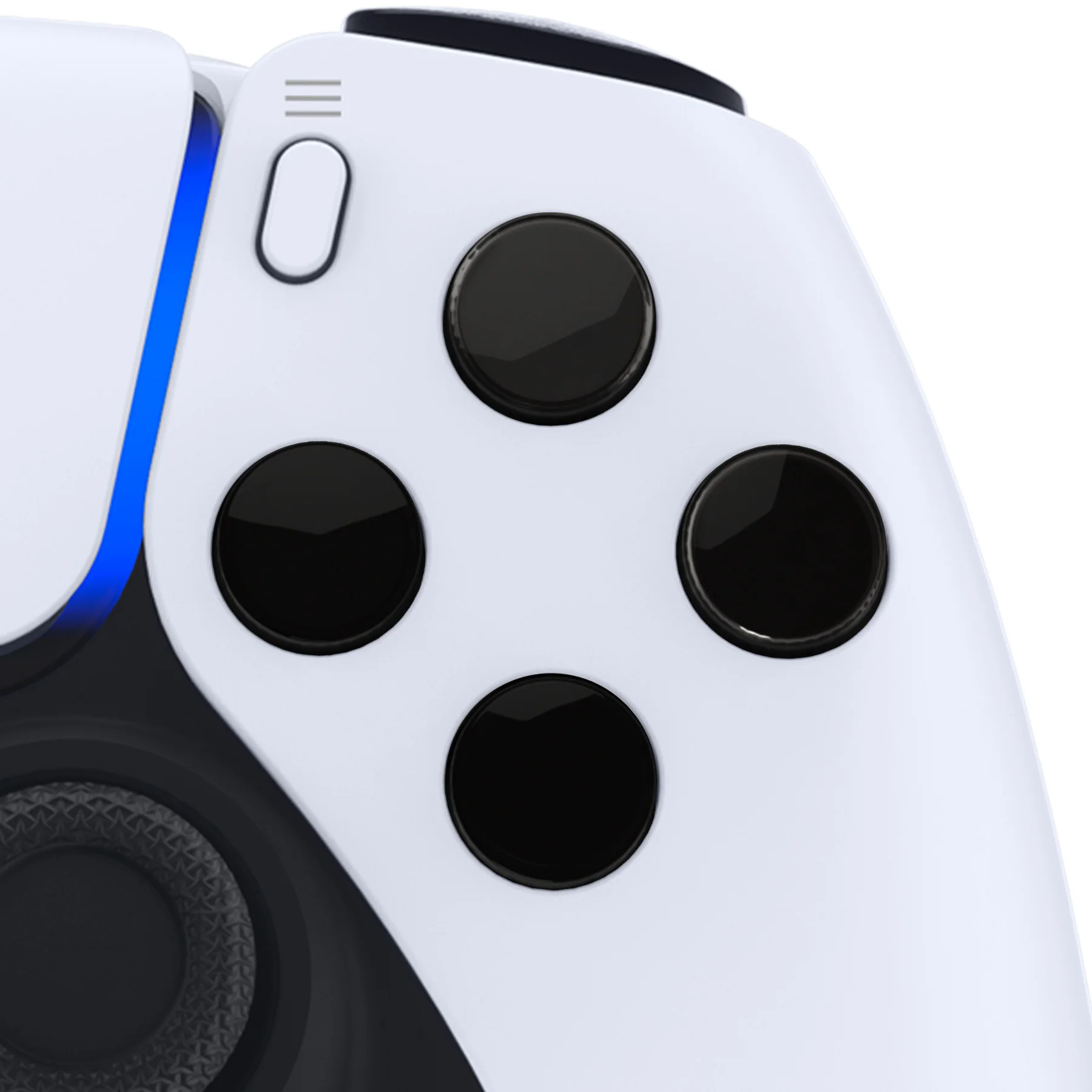 eXtremeRate Replacement No Letter Imprint Two-Tone Dpad Action Buttons for PS5 Controller - Black & Clear - Image 6