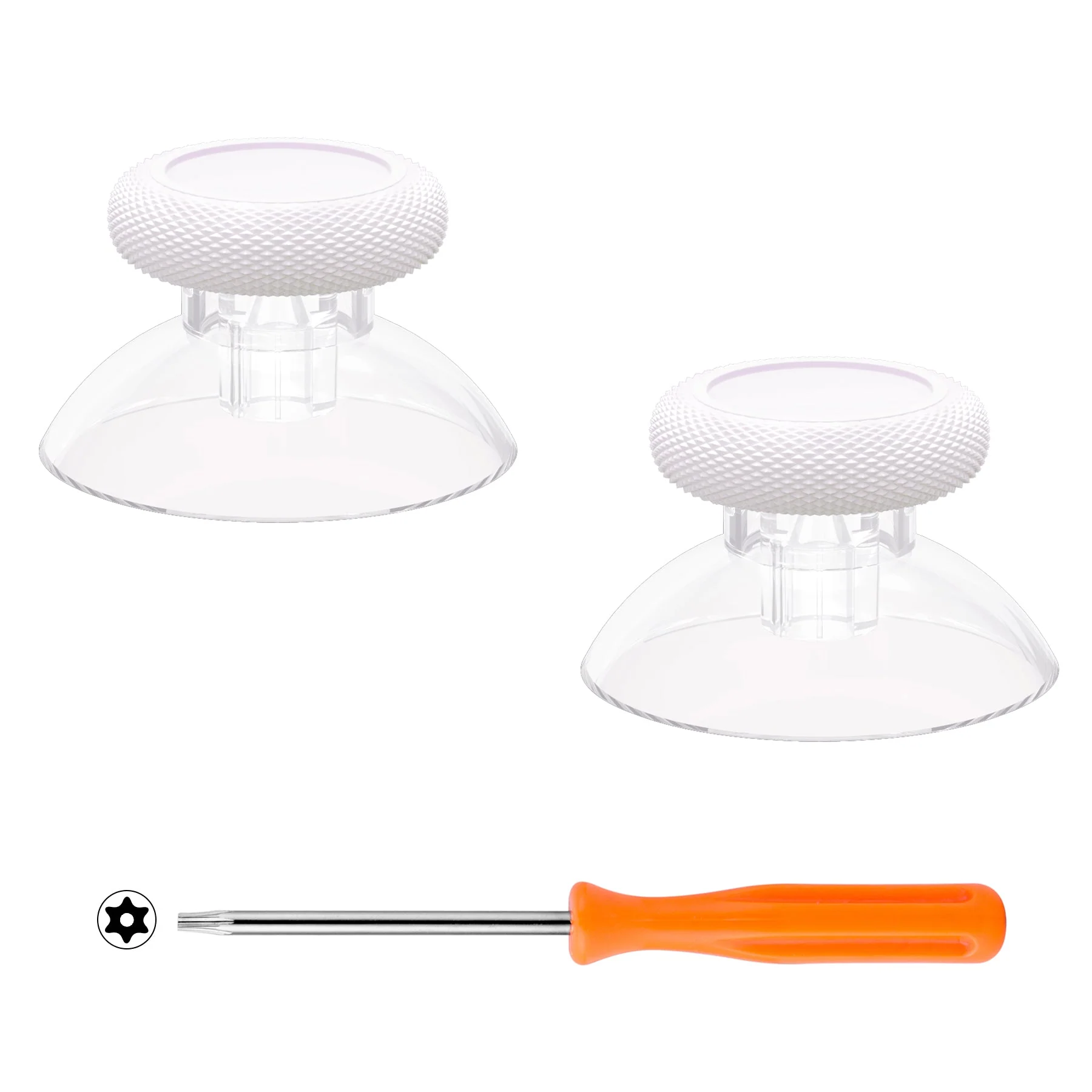 eXtremeRate Replacement Thumbsticks for Xbox Series X/S Controller & Xbox One X/S Controller & Xbox One Standard Controller & Xbox One Elite Controller - White & Clear