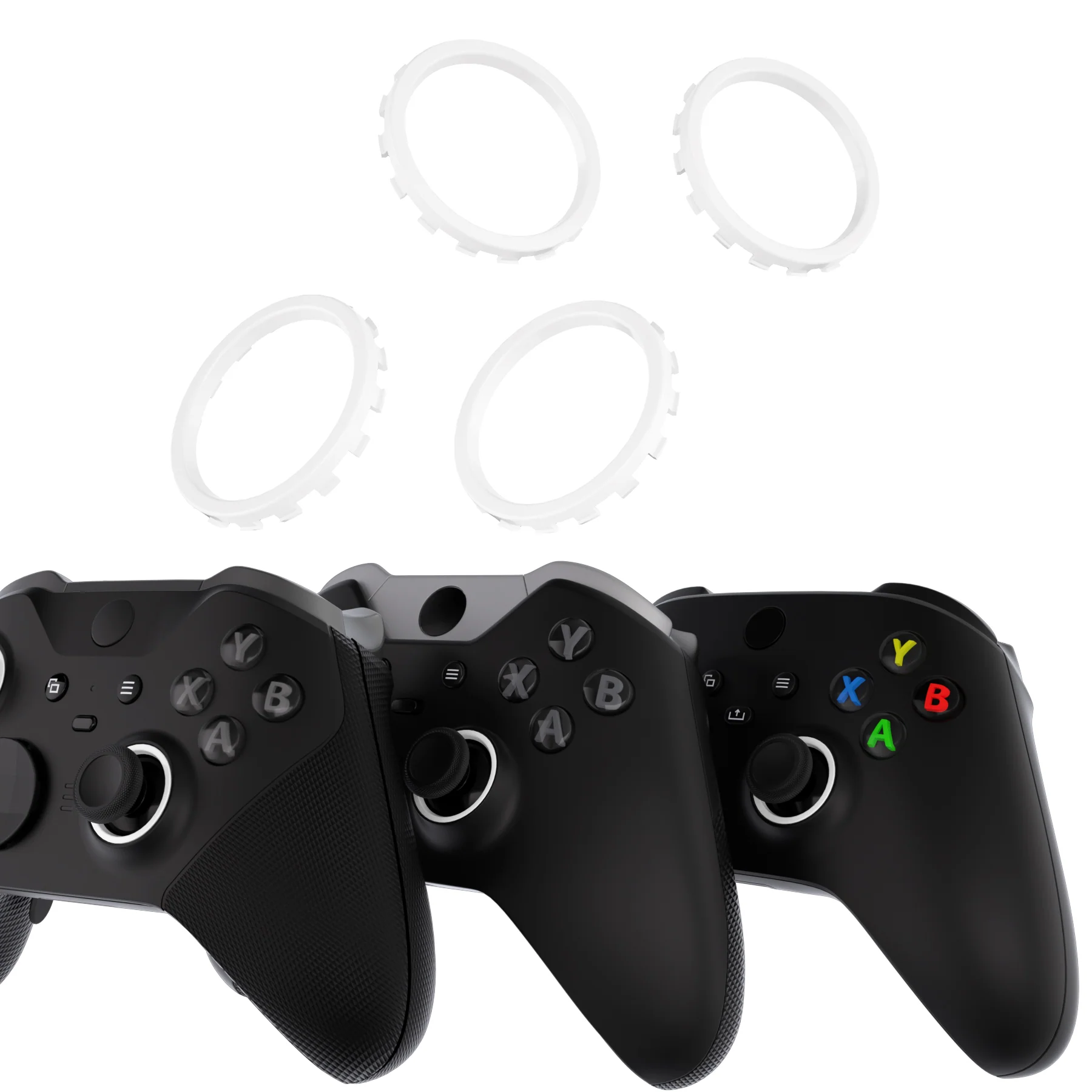 eXtremeRate Custom Accent Rings for Xbox Elite Series 2 Core & for Elite Series 2 & for Xbox One Elite Controller, Compatible with eXtremeRate ASR Version Shell for Xbox Series X/S Controller - White
