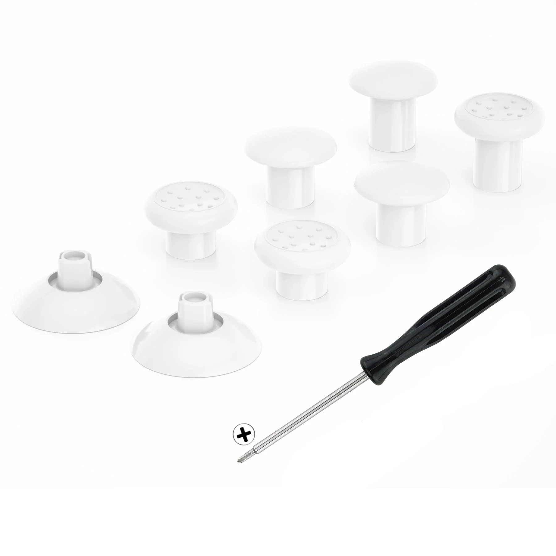 eXtremeRate Interchangeable Ergonomic Thumbsticks with 3 Height Domed and Concave Grips for Nintendo Switch Pro Controller - White
