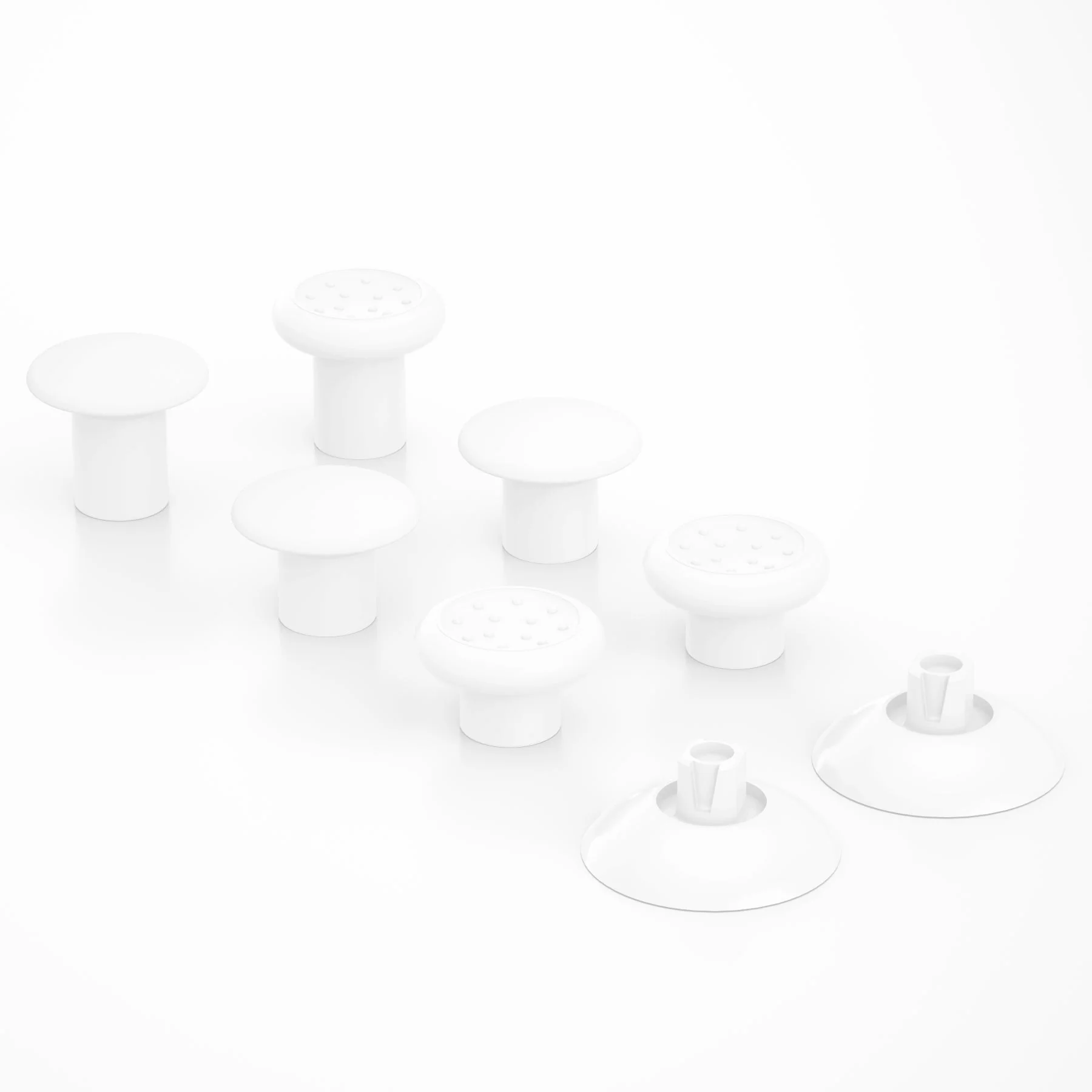 eXtremeRate Interchangeable Ergonomic Thumbsticks with 3 Height Domed and Concave Grips for Nintendo Switch Pro Controller - White - Image 6