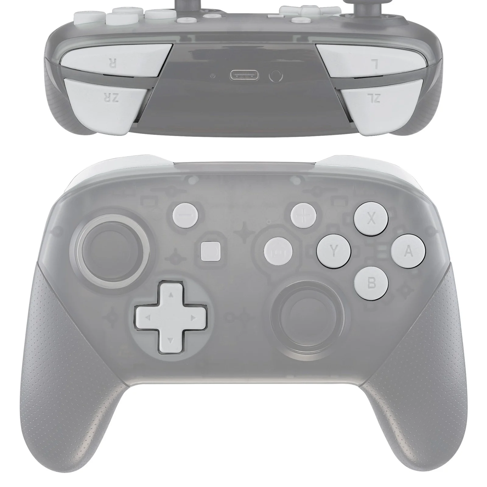 eXtremeRate DIY Replacement Full Set Buttons for Nintendo Switch Pro Controller - White