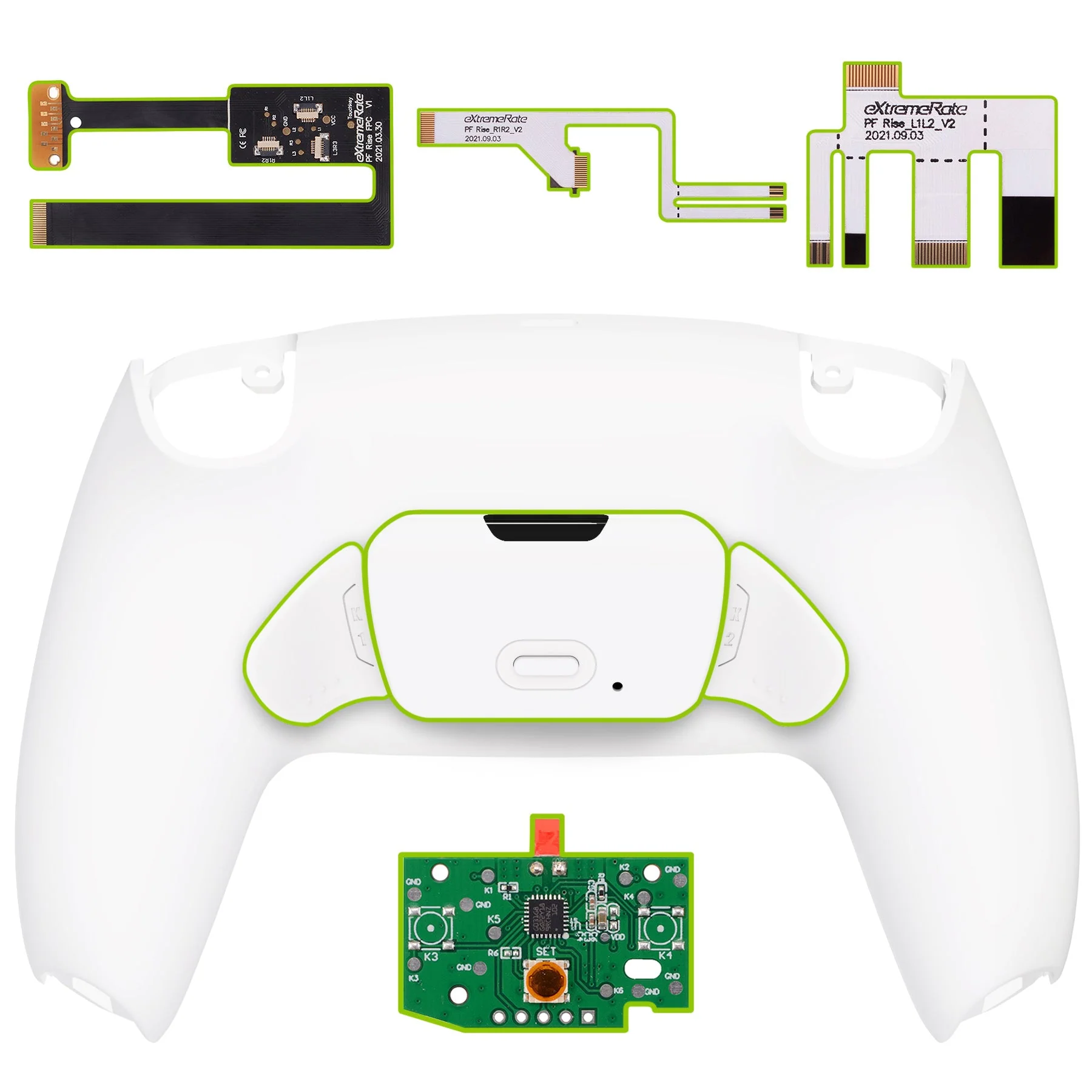 eXtremeRate Remappable Rise 2.0 Remap Kit for PS5 Controller BDM-010 & BDM-020 - White