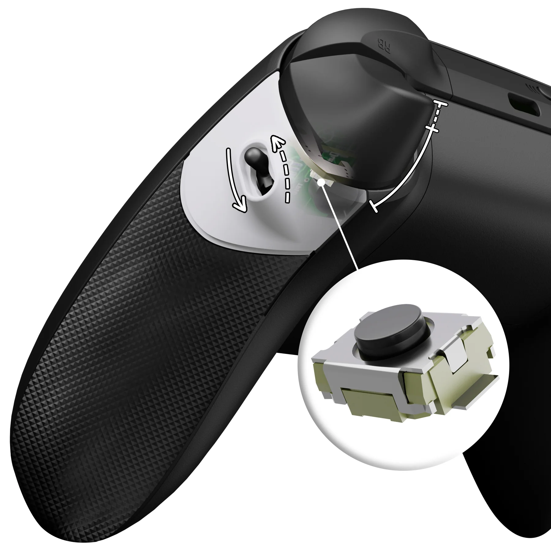 eXtremeRate FLEXOR Clicky Rubberized Side Rails Grips Trigger Stop Kit for Xbox Series X/S Controller & Xbox Core Controller - White
