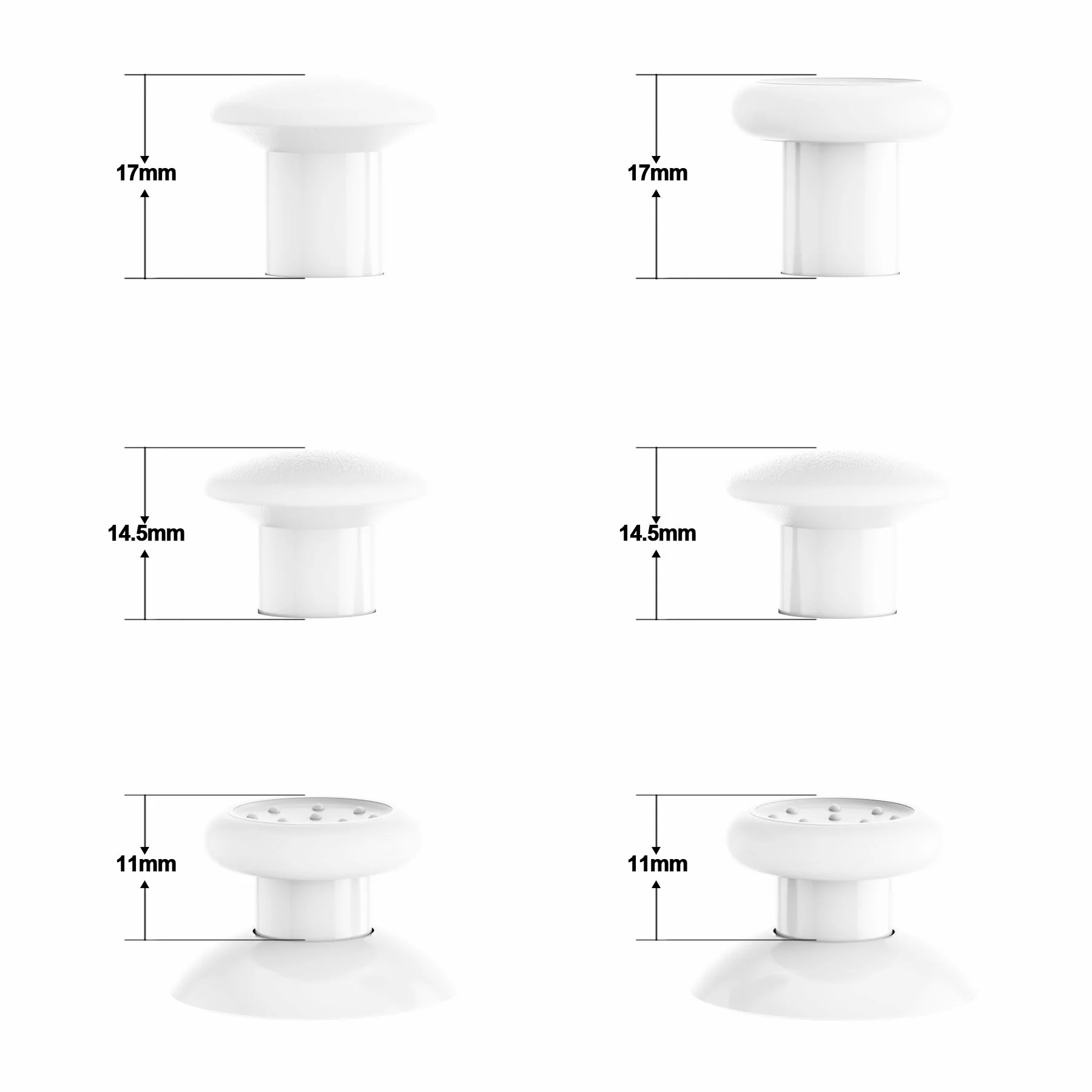 eXtremeRate ThumbsGear Interchangeable Ergonomic Thumbstick with 3 Height Domed and Concave Grips Adjustable Joystick for PS5 & PS4 Controller - White - Image 5