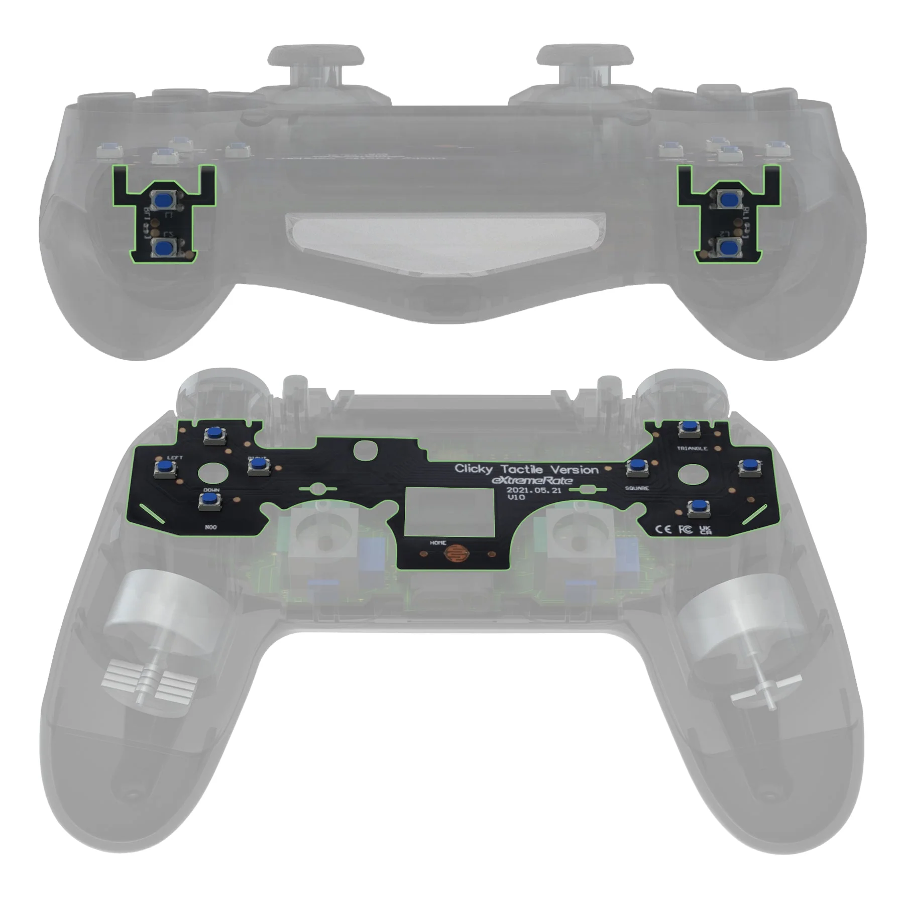 eXtremeRate WHOLE TACTILE Clicky Kit for PS4 Controller Shoulder Face Dpad Buttons, Mouse Click Kit for PS4 Controller CUH-ZCT2 JDM-040/050/055