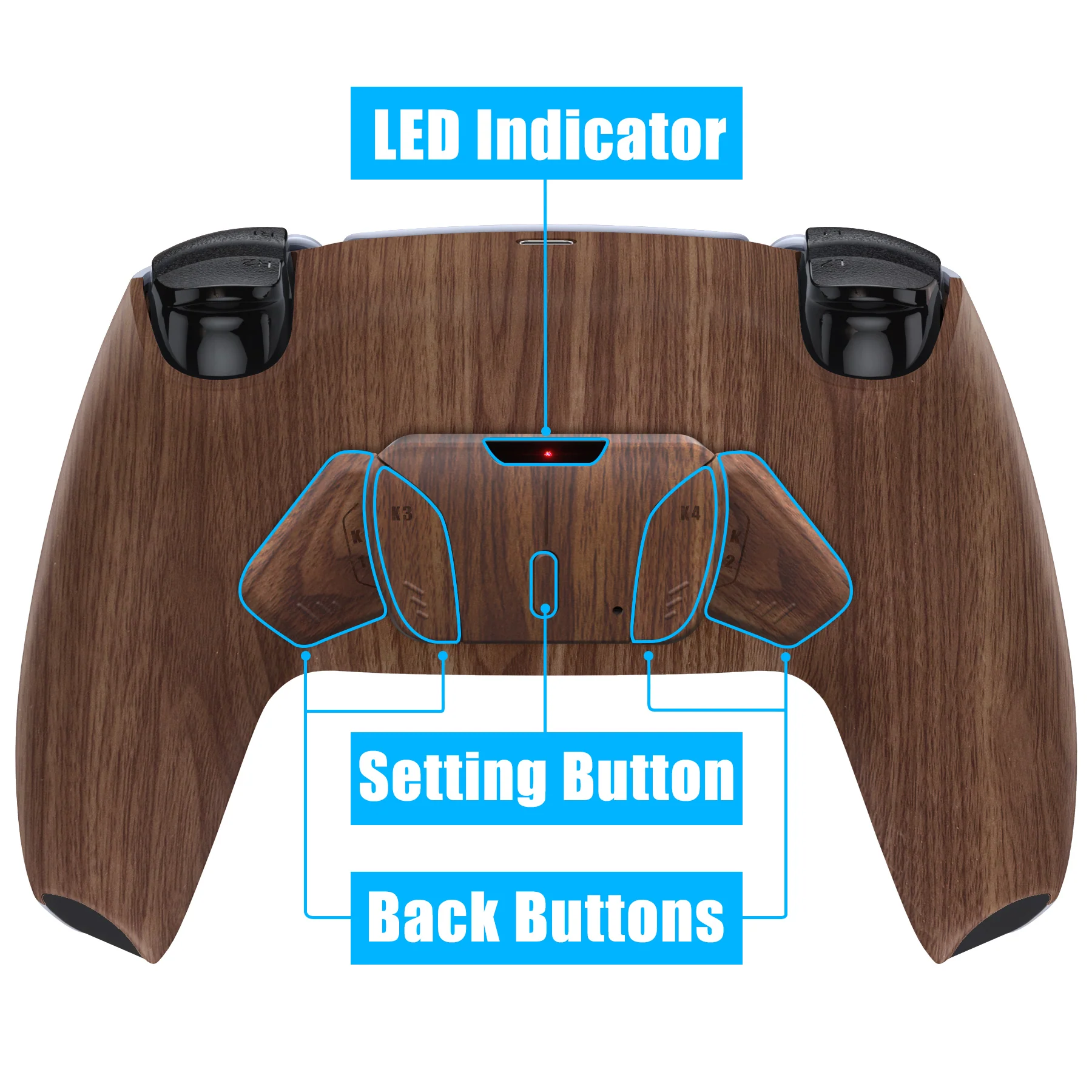 eXtremeRate Remappable RISE4 Remap Kit for PS5 Controller BDM-010/020 - Wood Grain - Image 4